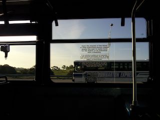 View of bus from the bus