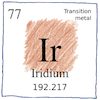 Illustration of Iridium: atomic number: 77; weight: 192.217; Transition metal; discovery: 1804—Smithson Tennant