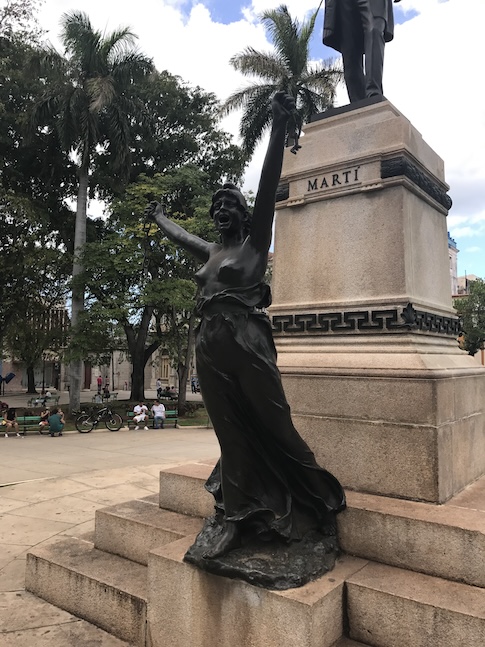 Lady Liberty below the statue of José Martí