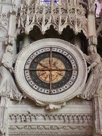 Horloge astrolabique, Cathedrale Notre Dame de Chartres, 1528. Photo by Tom Sharp