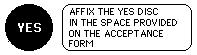 Affix the YES disc in the space provided on the acceptance form