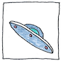 UFO in drawn pen and pencil