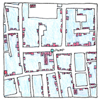 Illustration of Cholera and the pump