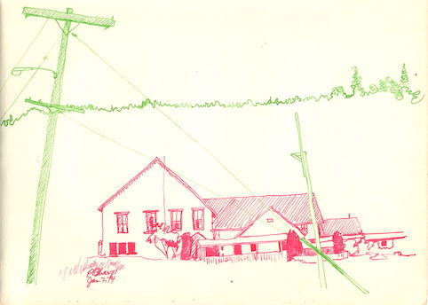drawing by Tom Sharp - Red House