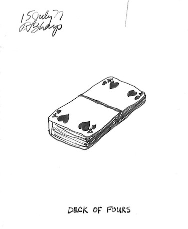 drawing by Tom Sharp - Deck of Fours