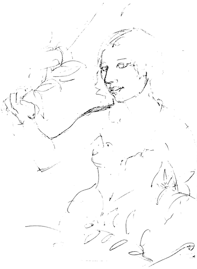 drawing of young woman
