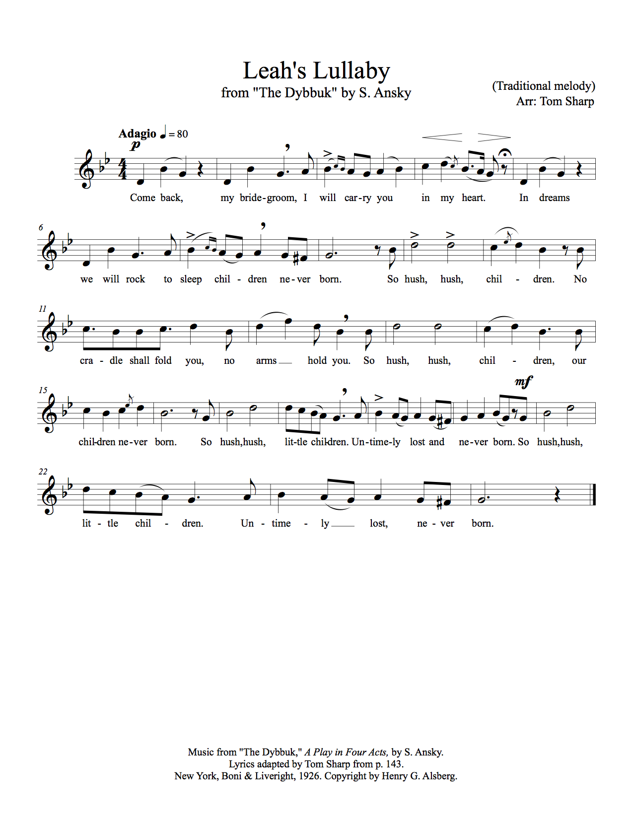 Score for Leah’s Lullaby