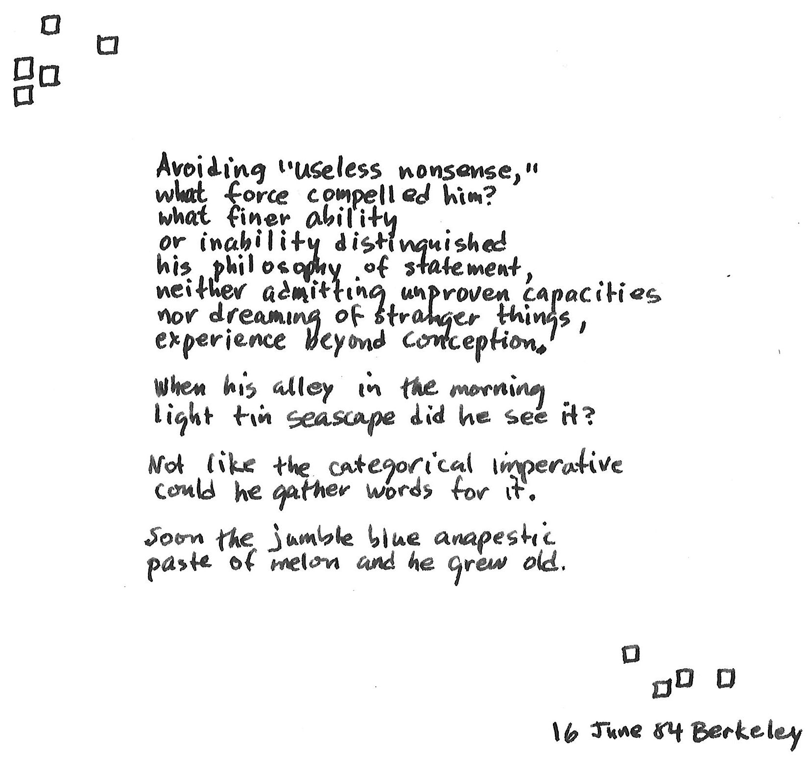 Hand-lettered text of the poem
