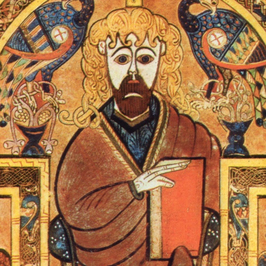 [section from Christ Enthroned, Book of Kells]