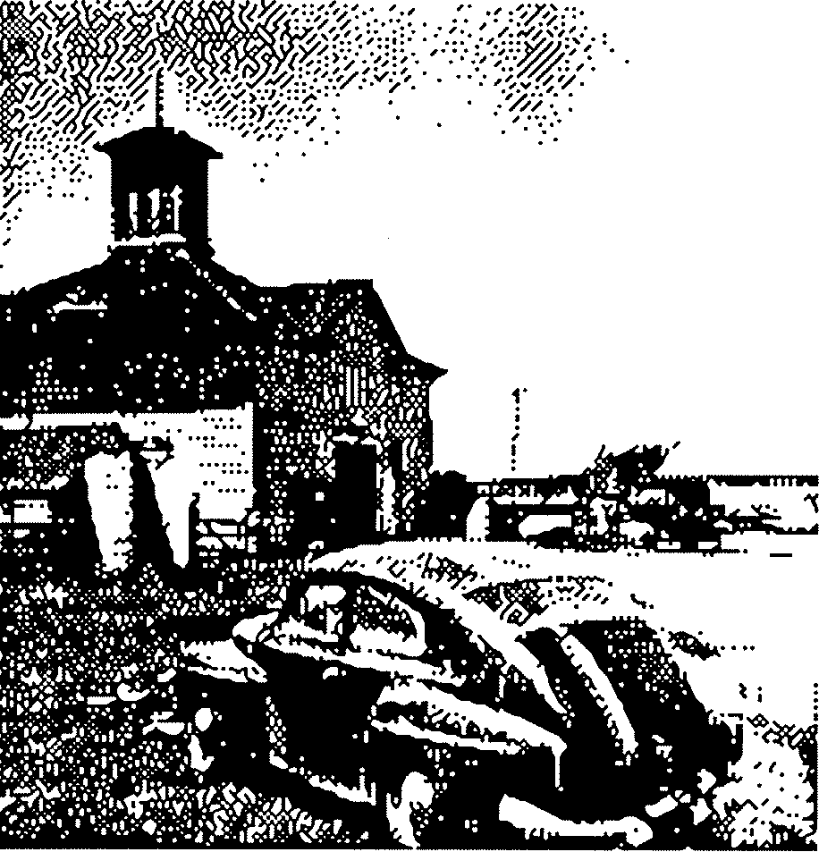 Old barn and volvo