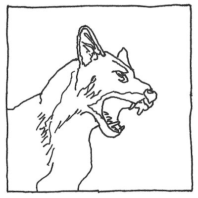pen drawing of a dire wolf