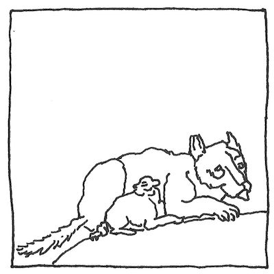 pen tracing of Hick’s Peaceable Kingdom section