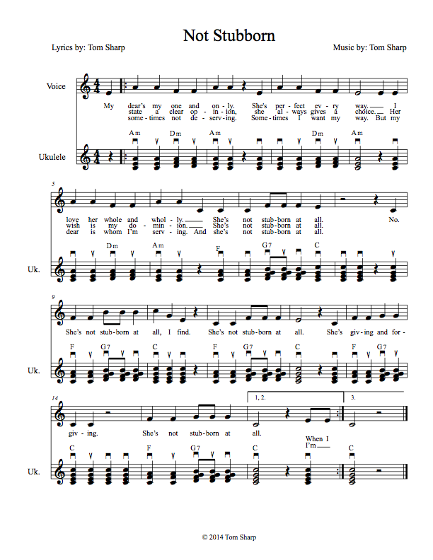 Score for Not Stubborn