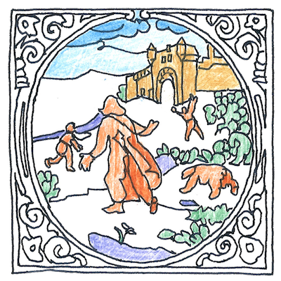 Drawing of the illustration from Johannes Trithemius&rsquo;s book Steganographia