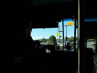 Out the front of the bus