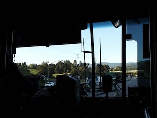 Out the front of the bus