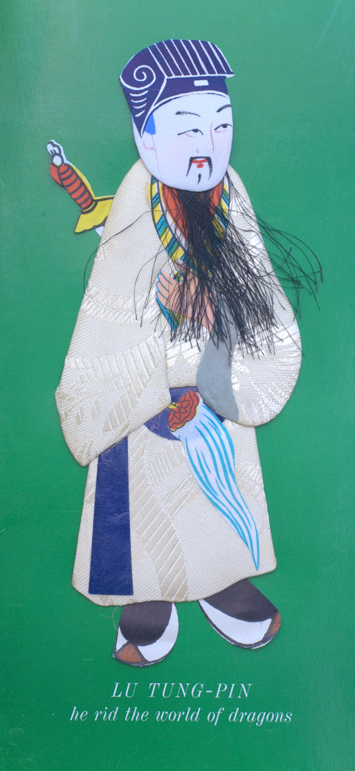 paper and fabric depiction of Lu Tung-pin