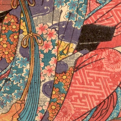detail of the dress of a woman by Hiroshige