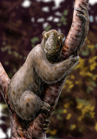 'Megaladapis edwardsi,' life restoration based on photos of skeletal remains and supported with correspondence with Dr. Laurie Godfrey