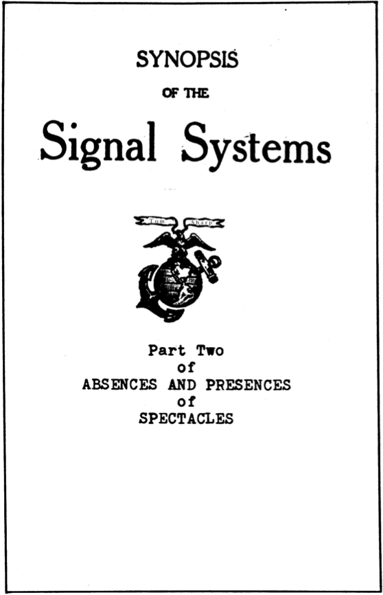 title page of Synopsis of the Signal Systems