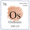 Illustration of Osmium: atomic number: 76; weight: 190.23; Transition metal; discovery: 1804—Smithson Tennant