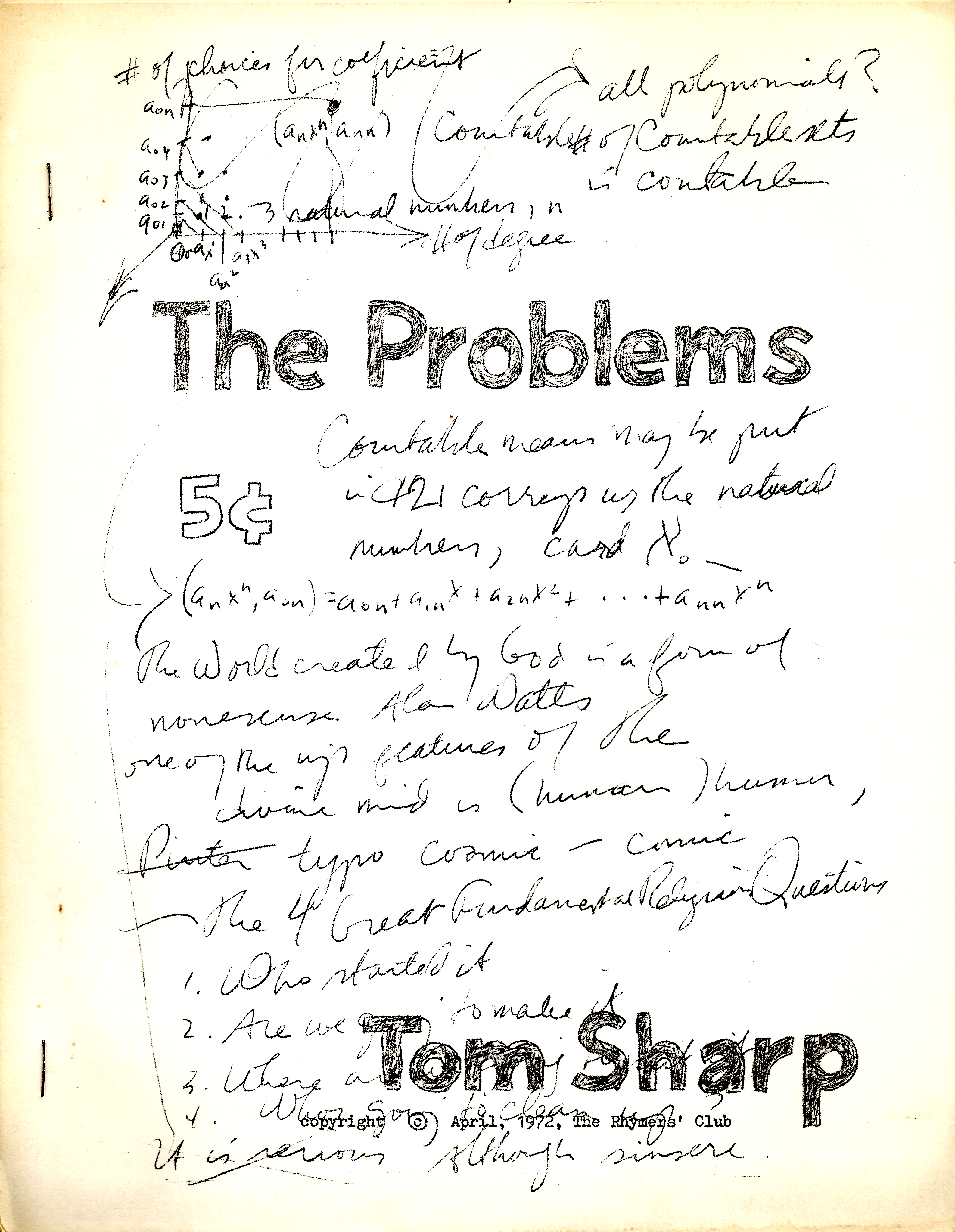 Cover of The Problems, 5¢