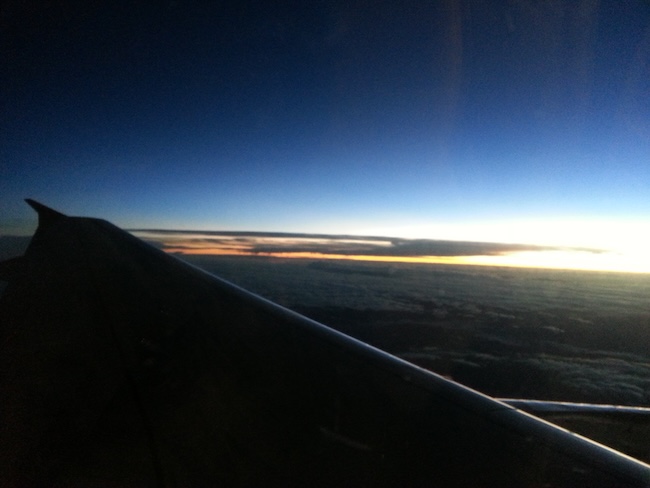 Dawn over the Andes from the plane