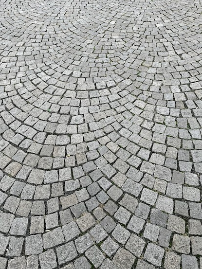 Old Town Prague has many cobblestones. These are in Republic Square.
