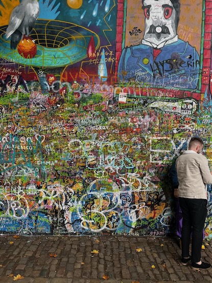 John Lennon wall with graffiti in Prague Lesser Town