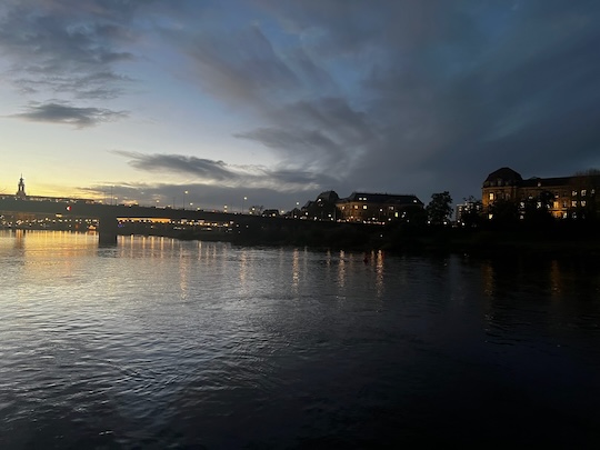 Dresden at night from the Elbe